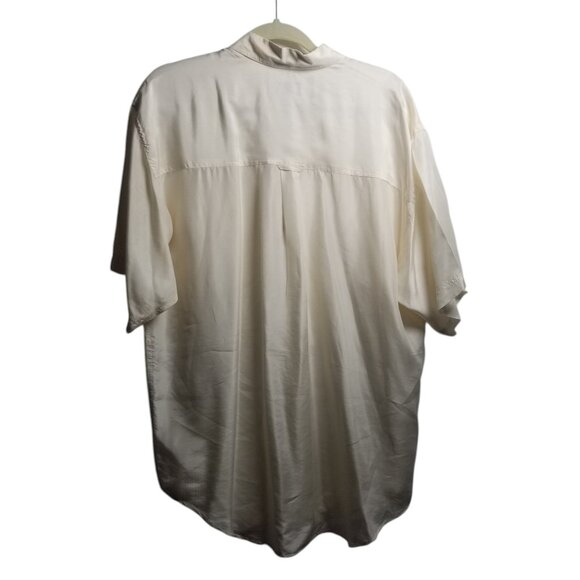 Pura Seta Men's Ivory 100% Silk Office Career Shirt Sz L - Picture 2 of 4